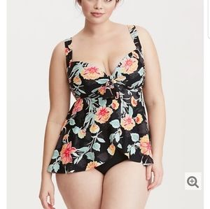 Torrid Babydoll Tankini Floral Swim Top